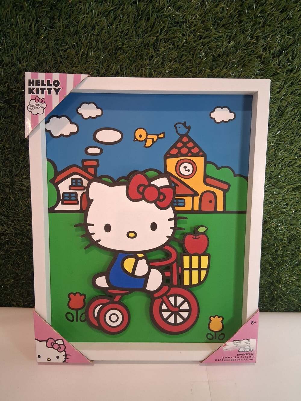 Hello Kitty Sanrio 3D Shadow Box Framed Wall Art Tricycle Apple Room Decor 12x15
